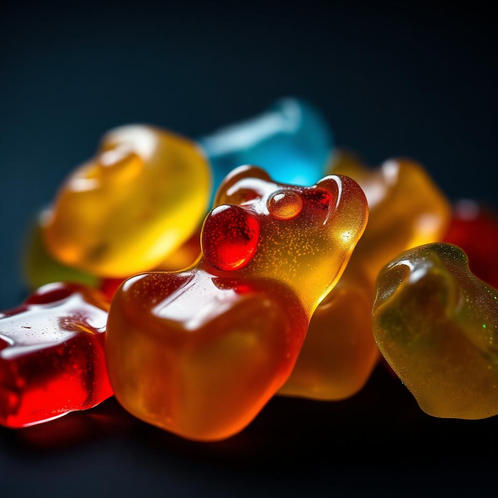 Close-up macro shot of hemp gummies